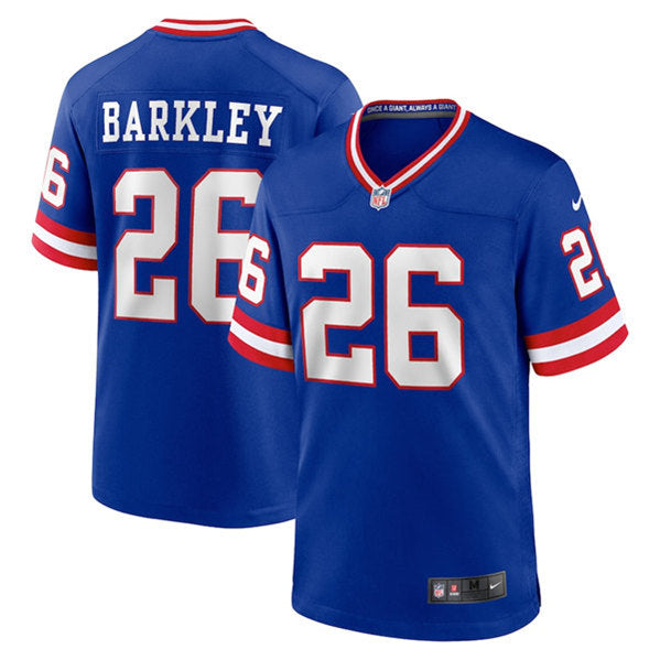Mens New York Giants #26 Saquon Barkley Royal Classic Retired Player Stitched Game Jersey