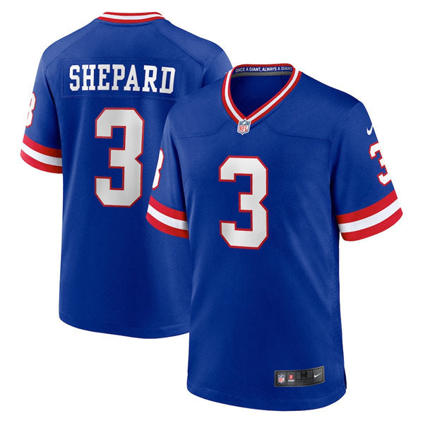 Mens New York Giants #3 Sterling Shepard Royal Classic Retired Player Stitched Game Jersey