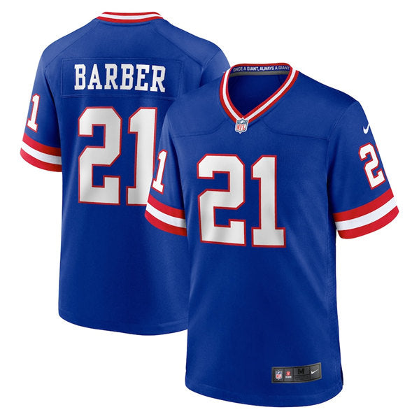 Mens New York Giants #21 Tiki Barber Royal Classic Retired Player Stitched Game Jersey