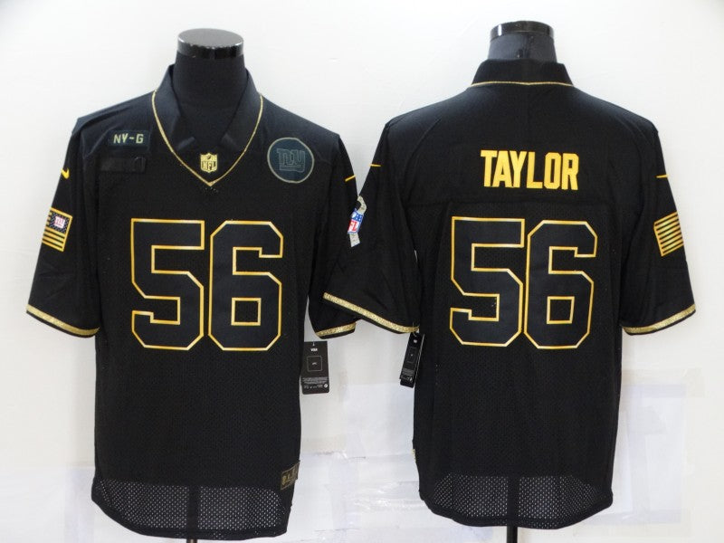 Mens New York Giants #56 Lawrence Taylor 2020 Black/Gold Salute To Service Limited Stitched Jersey