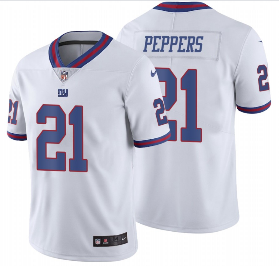 Mens New York Giants #21 Jabrill Peppers White Color Rush Limited Stitched Jersey