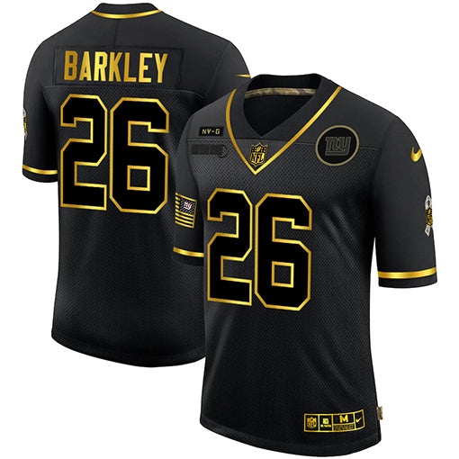 Mens New York Giants #26 Saquon Barkley 2020 Black/Gold Salute To Service Limited Stitched Jersey