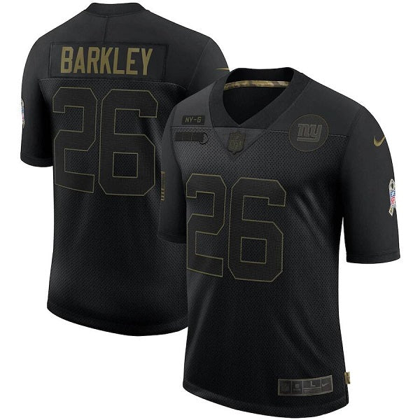 Mens New York Giants #26 Saquon Barkley 2020 Black Salute To Service Limited Stitched Jersey