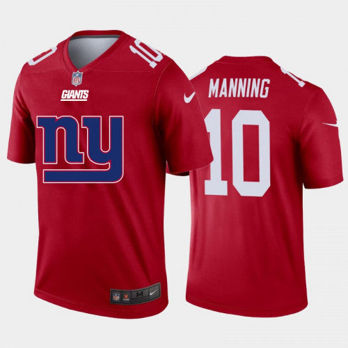Mens New York Giants #10 Eli Manning Red 2020 Team Big Logo Inverted Legend Stitched Jersey