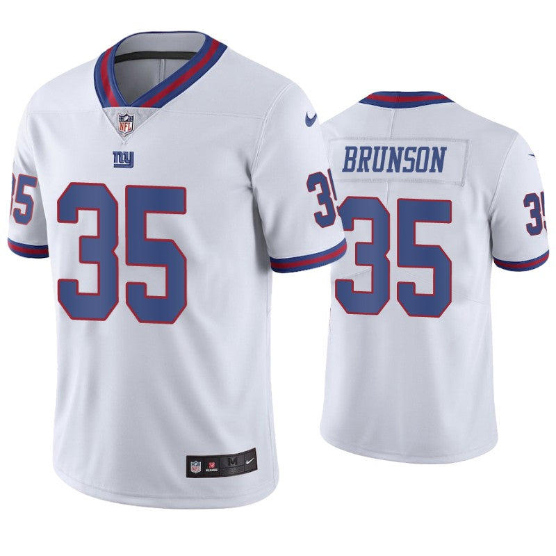 Mens New York Giants #35 TJ Brunson White Color Rush Stitched Jersey