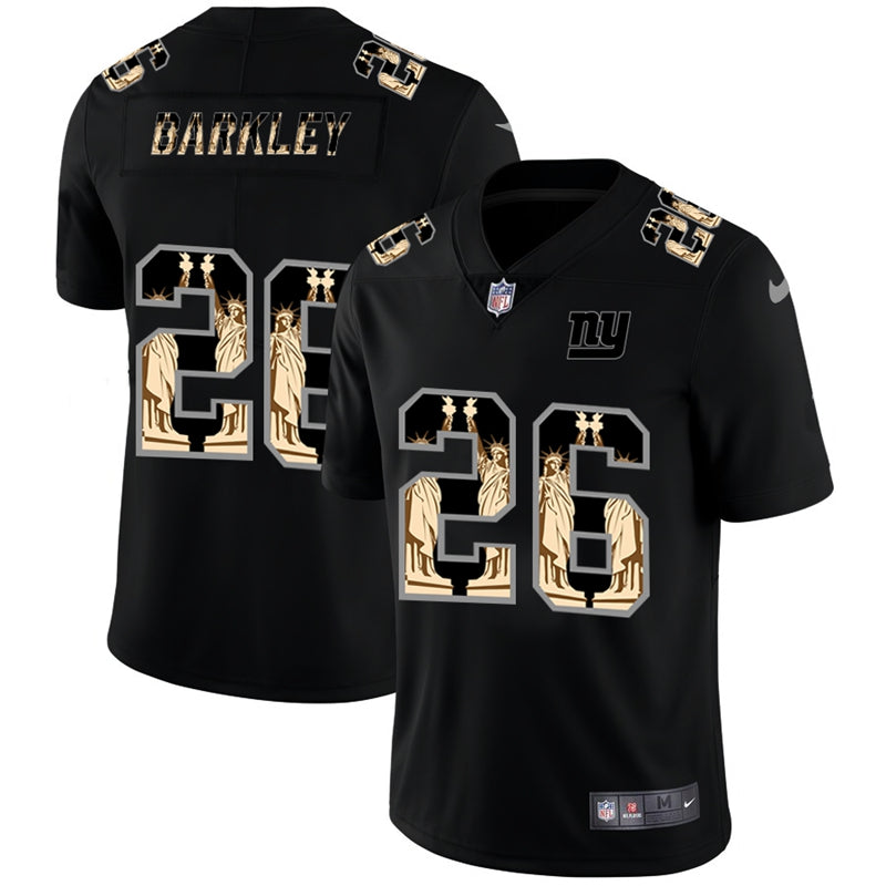 Mens New York Giants #26 Saquon Barkley 2019 Black Statue of Liberty Limited Stitched NFL Jersey
