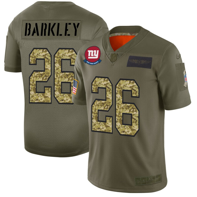 Mens New York Giants #26 Saquon Barkley 2019 Olive/Camo Salute To Service Limited Stitched NFL Jersey