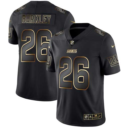 Mens New York Giants #26 Saquon Barkley 2019 Black Gold Edition Stitched NFL Jersey