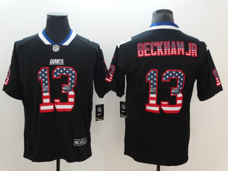 Mens New York Giants #13 Odell Beckham Jr Black 2018 USA Flag Color Rush Limited Fashion NFL Stitched Jersey