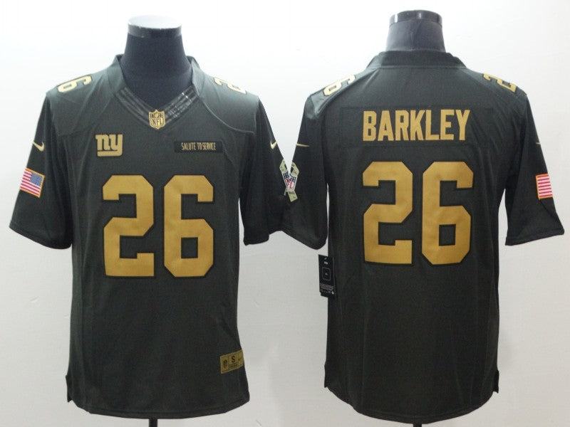 Mens New York Giants #26 Saquon Barkley Gold Anthracite Salute To Service Limited Jersey