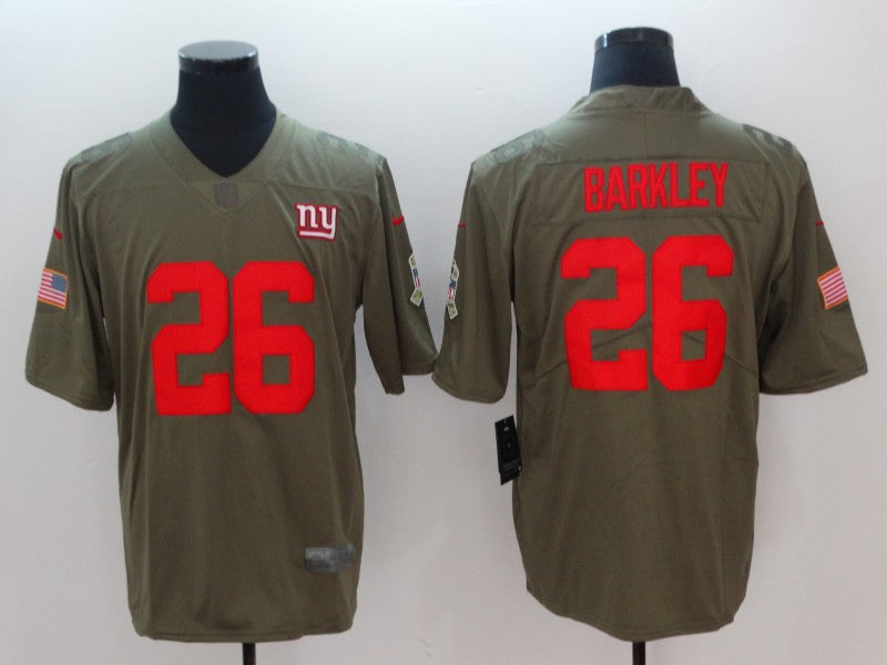 Mens New York Giants #26 Saquon Barkley Nike Olive Color Rush Vapor Untouchable Limited Stitched NFL Jersey
