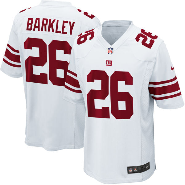 Mens New York Giants #26 Saquon Barkley White 2018 NFL Draft Pick Game Jersey