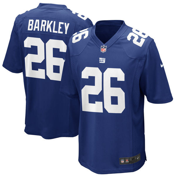 Mens New York Giants #26 Saquon Barkley Royal 2018 NFL Draft First Round Pick Game Jersey