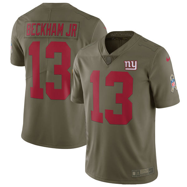 Mens Nike New York Giants #13 Odell Beckham Jr Olive Salute To Service Limited Stitched NFL Jersey