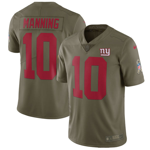 Mens Nike New York Giants #10 Eli Manning Olive Salute To Service Limited Stitched NFL Jersey