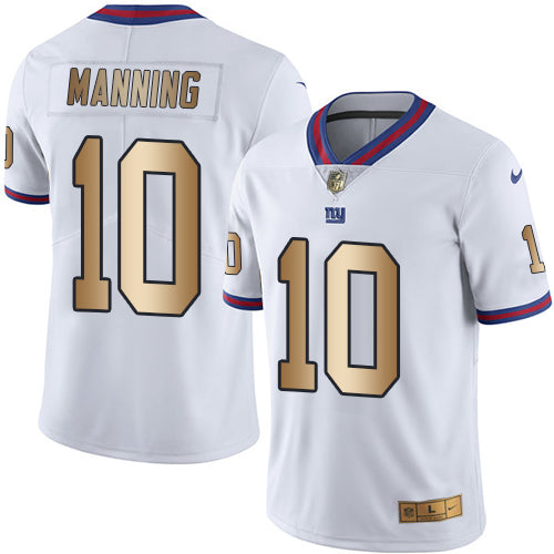 Nike Giants #10 Eli Manning White Mens Stitched NFL Limited Gold Rush Jersey