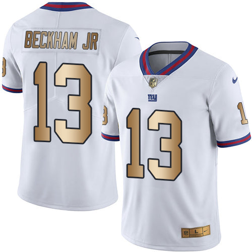 Nike Giants #13 Odell Beckham Jr White Mens Stitched NFL Limited Gold Rush Jersey
