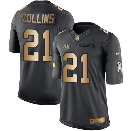 Nike Giants #21 Landon Collins Black Mens Stitched NFL Limited Gold Salute To Service Jersey