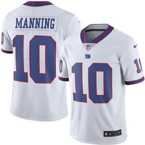 Nike Giants #10 Eli Manning White Mens Stitched NFL Limited Rush Jersey