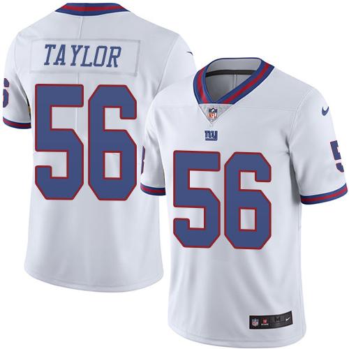 Nike Giants #56 Lawrence Taylor White Mens Stitched NFL Limited Rush Jersey