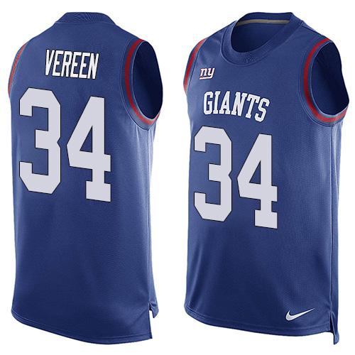 Nike Giants #34 Shane Vereen Royal Blue Team Color Mens Stitched NFL Limited Tank Top Jersey