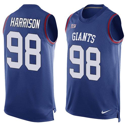 Nike Giants #98 Damon Harrison Royal Blue Team Color Mens Stitched NFL Limited Tank Top Jersey