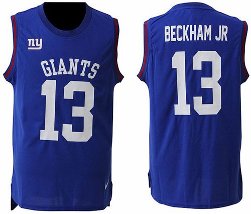 Nike Giants #13 Odell Beckham Jr Royal Blue Team Color Mens Stitched NFL Limited Tank Top Jersey