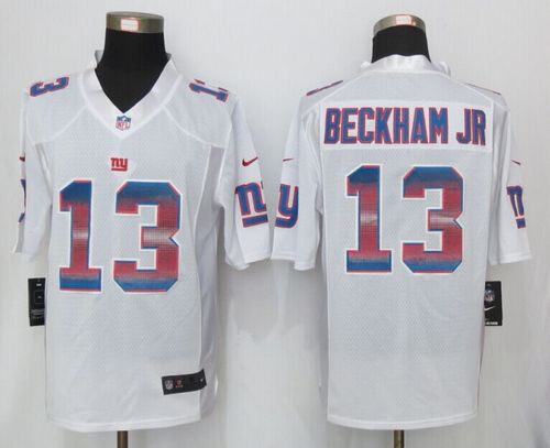 Nike Giants #13 Odell Beckham Jr White Mens Stitched NFL Limited Strobe Jersey