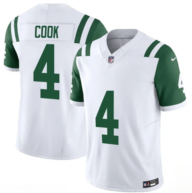 Mens New York Jets #4 Brady Cook White 2025 FUSE Classic Alternate Vapor Untouchable Limited Stitched Jersey