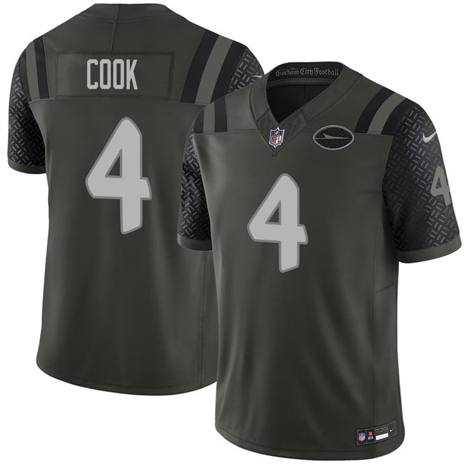 Mens New York Jets #4 Brady Cook Black 2025 FUSE ¡°Rivalries¡± Vapor Limited Stitched Football Jersey