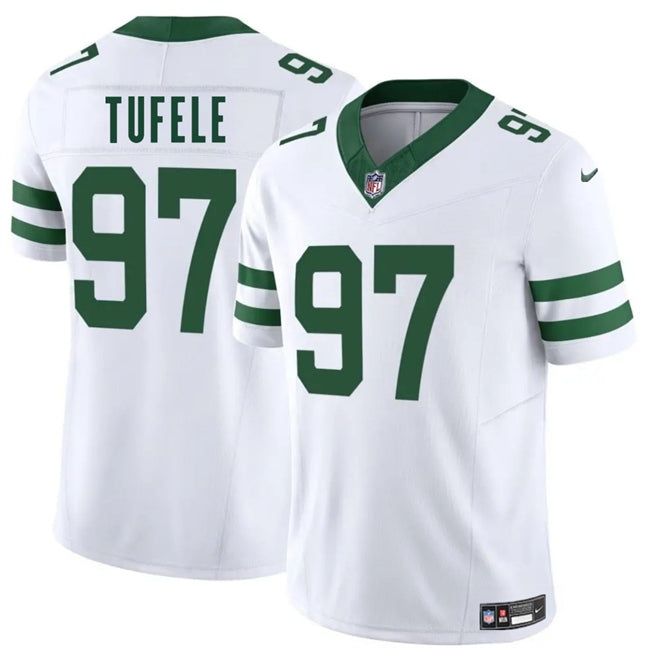 Mens New York Jets #97 Jay Tufele White 2025 FUSE Vapor Untouchable Limited Stitched Jersey
