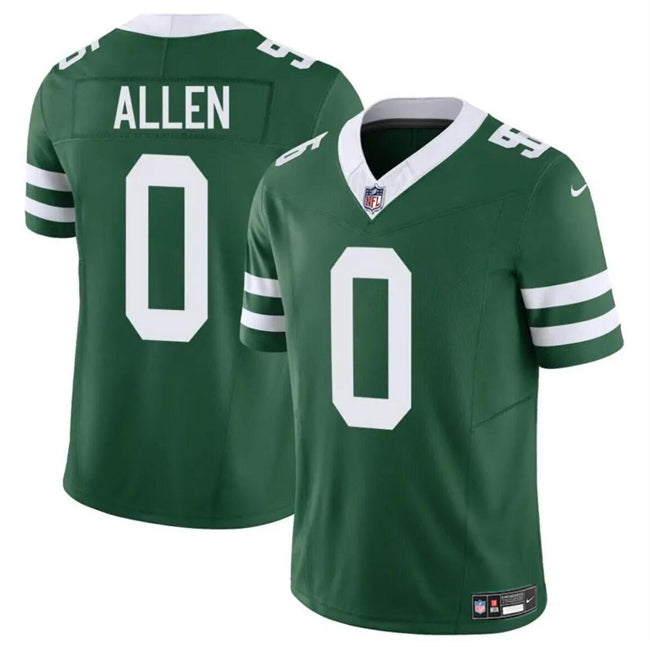 Mens New York Jets #0 Braelon Allen Green 2023 FUSE Throwback Limited Stitched Jersey