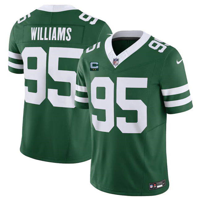 Mens New York Jets #95 Quinnen Williams Green 2024 FUSE With 2-Star C Patch Vapor Limited Stitched Jersey