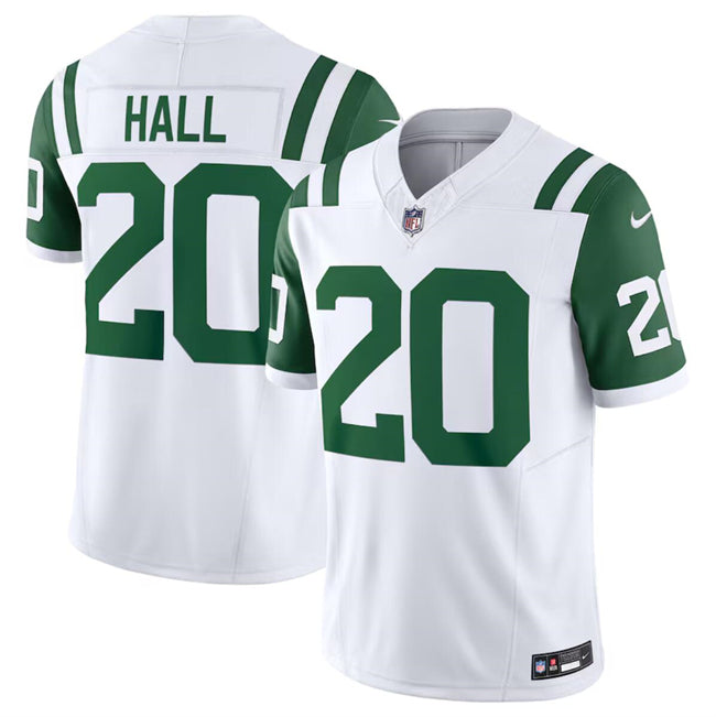 Mens New York Jets #20 Breece Hall White Classic Alternate Vapor FUSE Limited Stitched Football Jersey