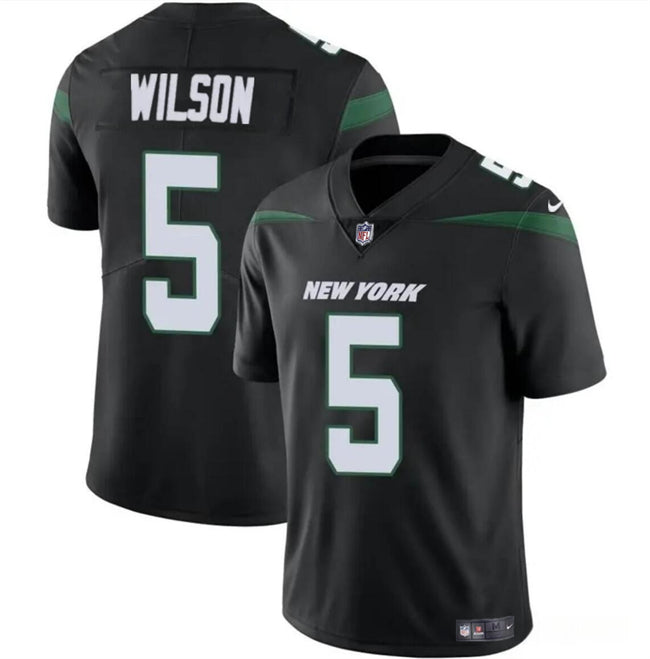 Mens New York Jets #5 Garrett Wilson Black Vapor Untouchable Limited Stitched Jersey