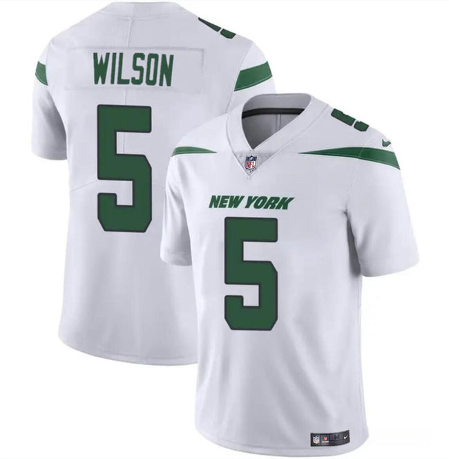 Mens New York Jets #5 Garrett Wilson White Vapor Untouchable Limited Stitched Jersey