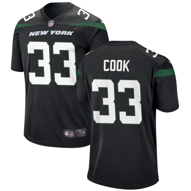 Mens New York Jets #33 Dalvin Cook Black Stitched Game Jersey