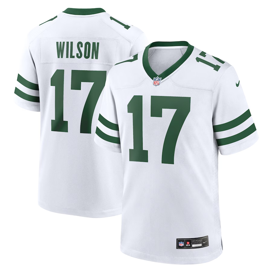 Mens New York Jets #17 Garrett Wilson White Throwback Player Stitched Game Jersey
