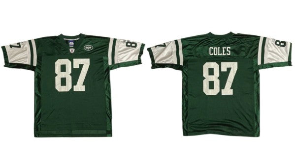 Mens New York Jets #87 Laveranues Coles Green Stitched Jersey