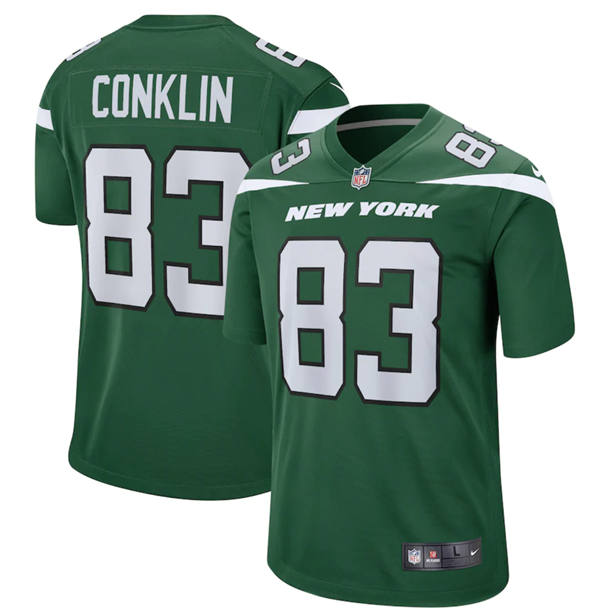 Mens New York Jets #83 Tyler Conklin 2022 Green Stitched Game Jersey
