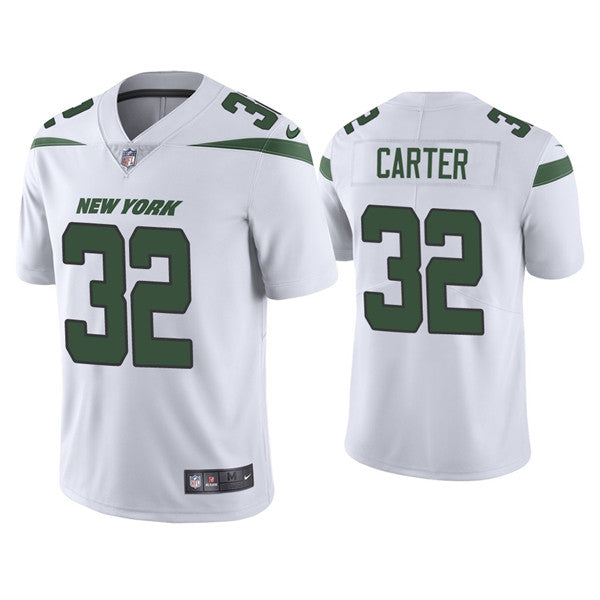 Mens New York Jets #32 Michael Carter 2021 White Vapor Untouchable Limited Stitched Jersey