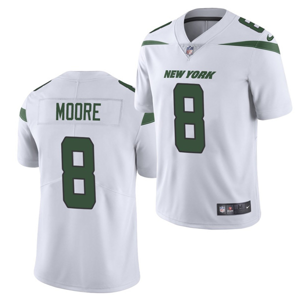 Mens New York Jets #8 Elijah Moore 2021 White Vapor Untouchable Limited Stitched Jersey