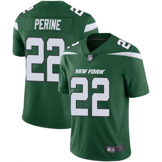 Mens New York Jets #22 LaMical Perine Green Vapor Untouchable Limited Stitched Jersey