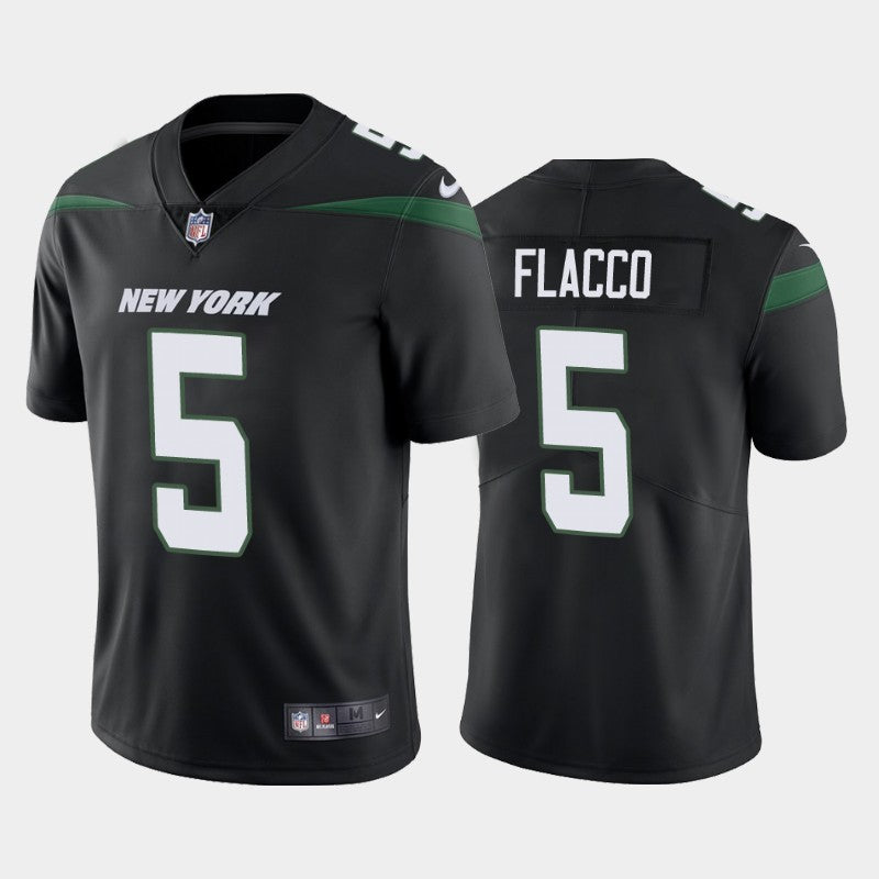 Mens New York Jets #5 Joe Flacco Black Vapor Untouchable Limited Stitched Jersey