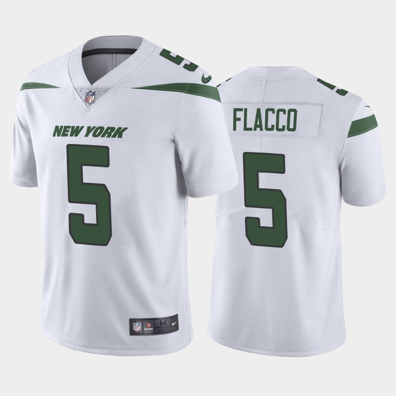 Mens New York Jets #5 Joe Flacco White Vapor Untouchable Limited Stitched Jersey