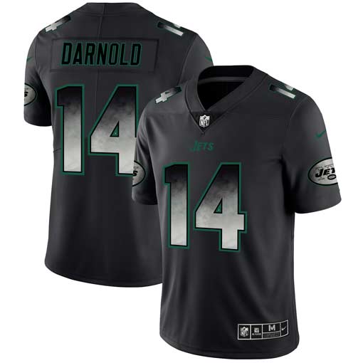 Mens New York Jets #14 Sam Darnold Black 2019 Smoke Fashion Limited Stitched NFL Jersey