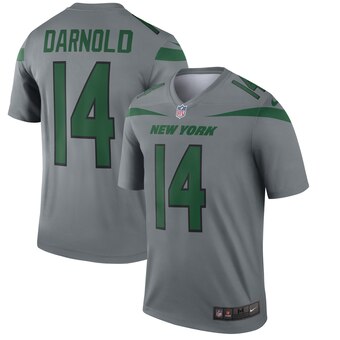 Mens New York Jets #14 Sam Darnold Gray Inverted Legend Jersey