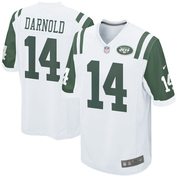 Mens New York Jets #14 Sam Darnold White 2018 NFL Draft Pick Game Jersey