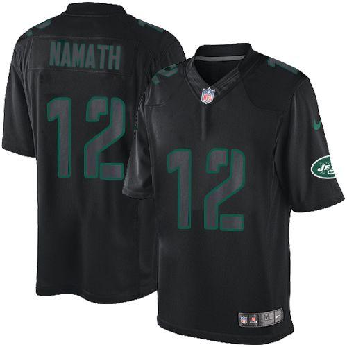 Nike Jets #12 Joe Namath Black Mens Stitched NFL Impact Limited Jersey