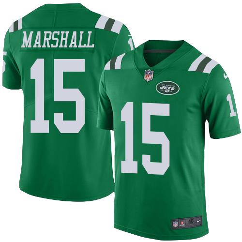 Nike Jets #15 Brandon Marshall Green Mens Stitched NFL Elite Rush Jersey